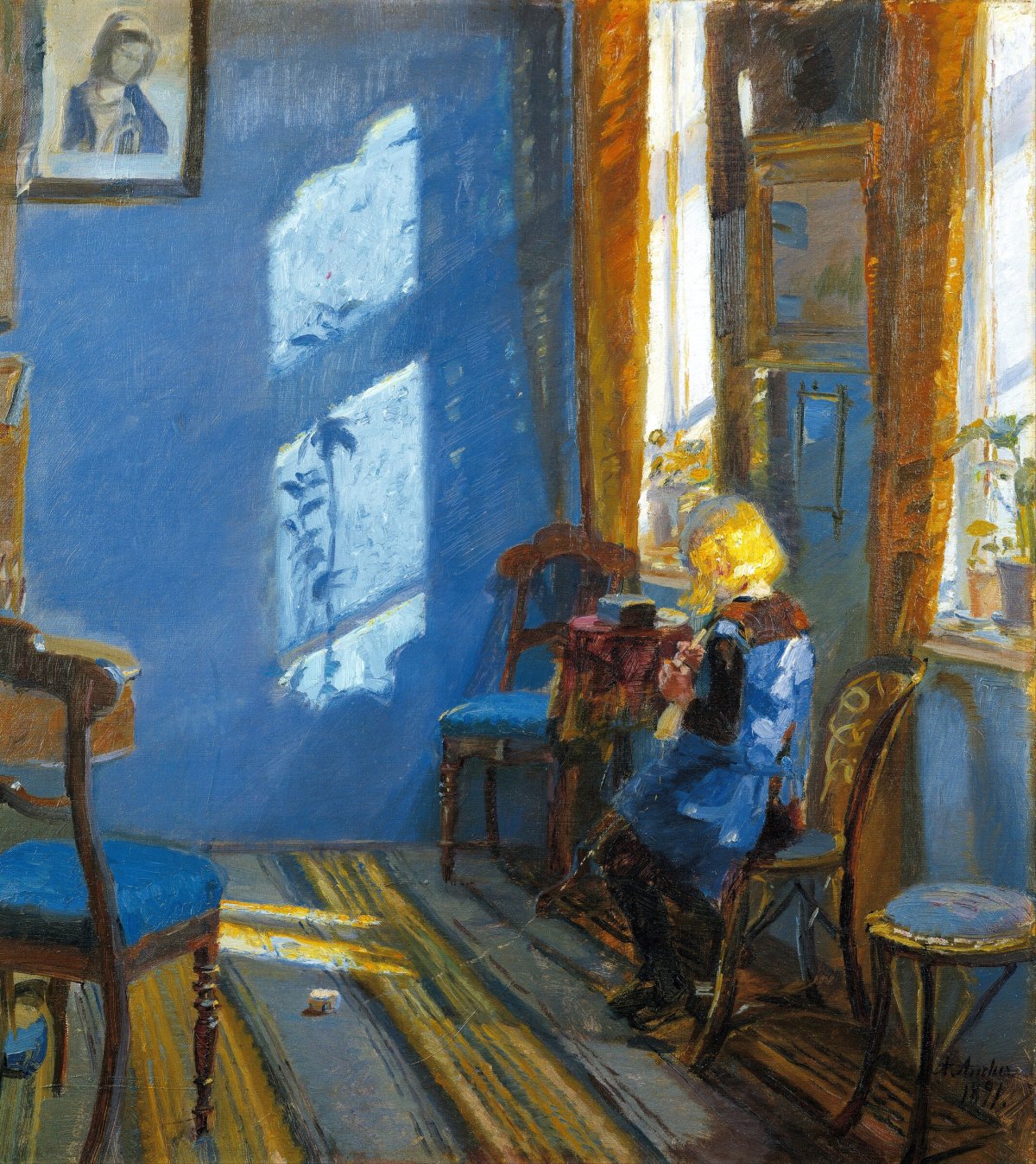 <p>Anna Ancher, <em>Sunlight in the Blue Room</em>, 1891</p>
